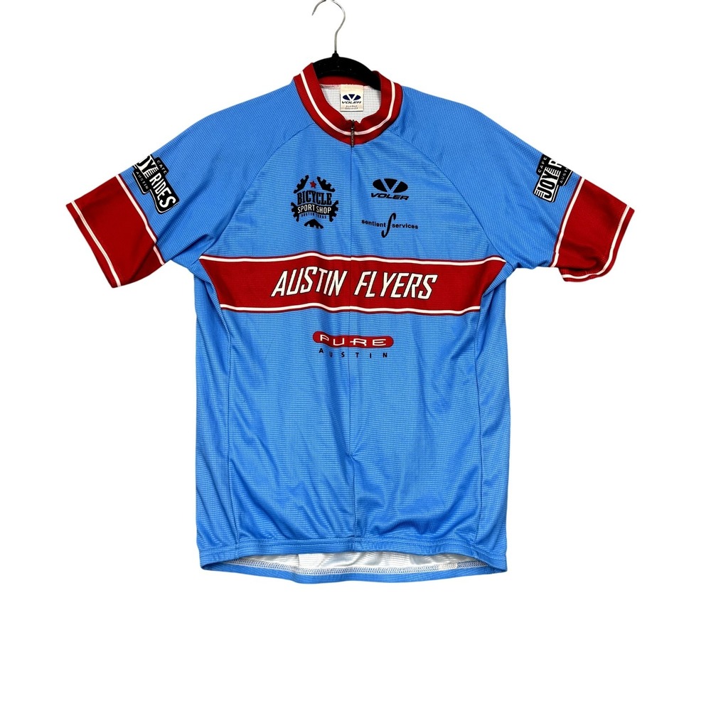 Austin‎ Flyers Voler Mens Cycling Jersey Blue Red Short Sleeve Full Zip Made USA